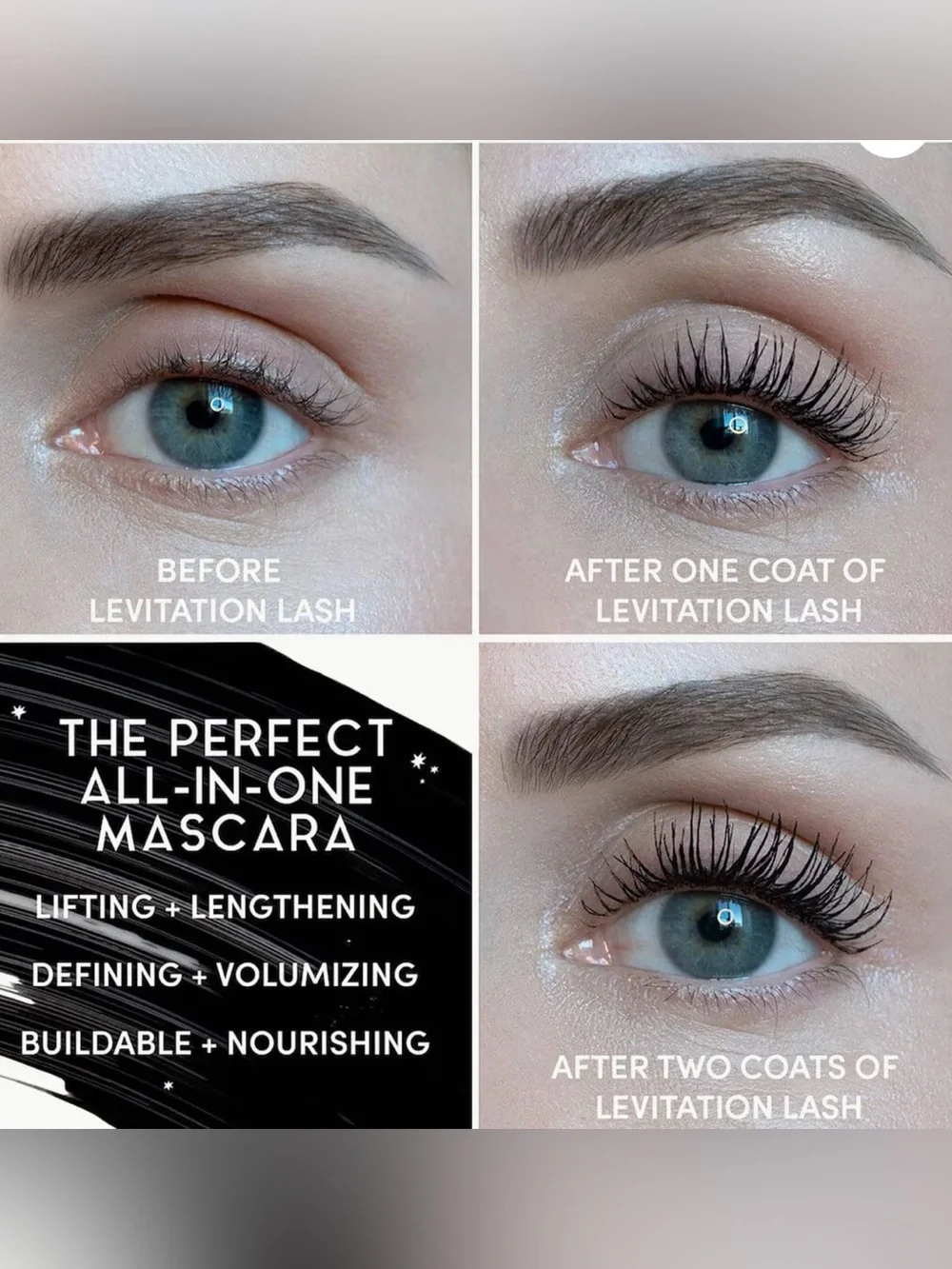 Levitation Lash Clean Beauty Mascara - in Midnight Black, Full Size—NWT